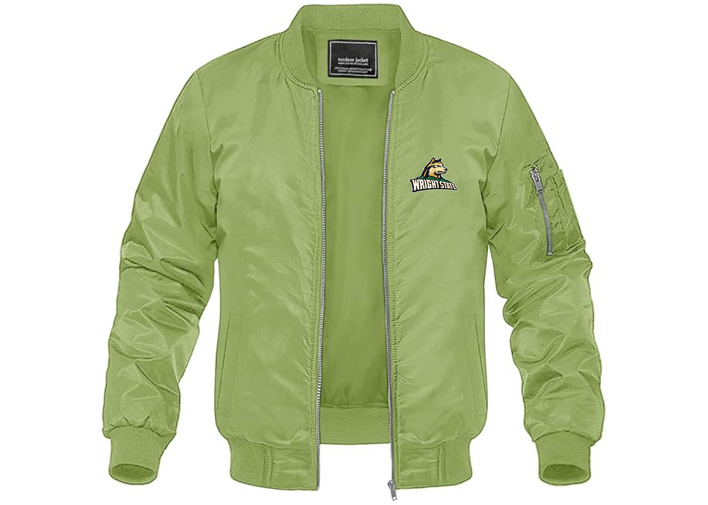 Men's Wright State Raiders Lightweight Bomber Jacket Windbreaker Softshell Varsity Jacket Coat