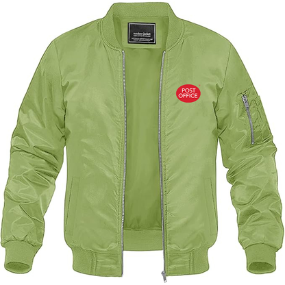 Men's Post Office Logo Lightweight Bomber Jacket Windbreaker Softshell Varsity Jacket Coat