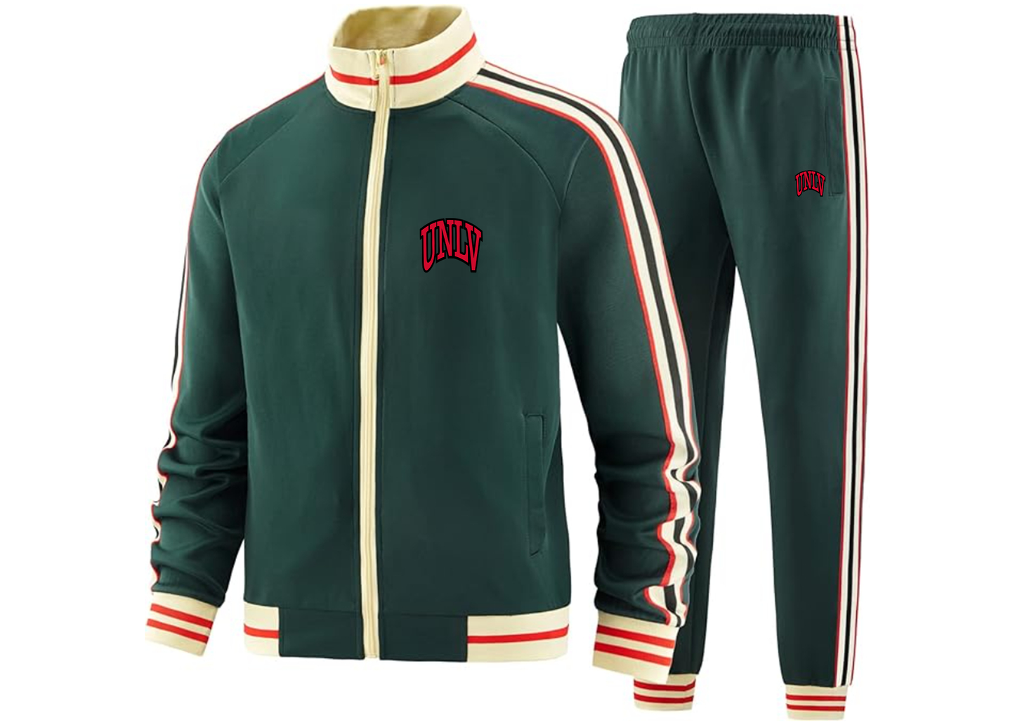 Men's UNLV Rebels Tracksuit with Bold Striped Accents and Zippered Front Athletic Wear
