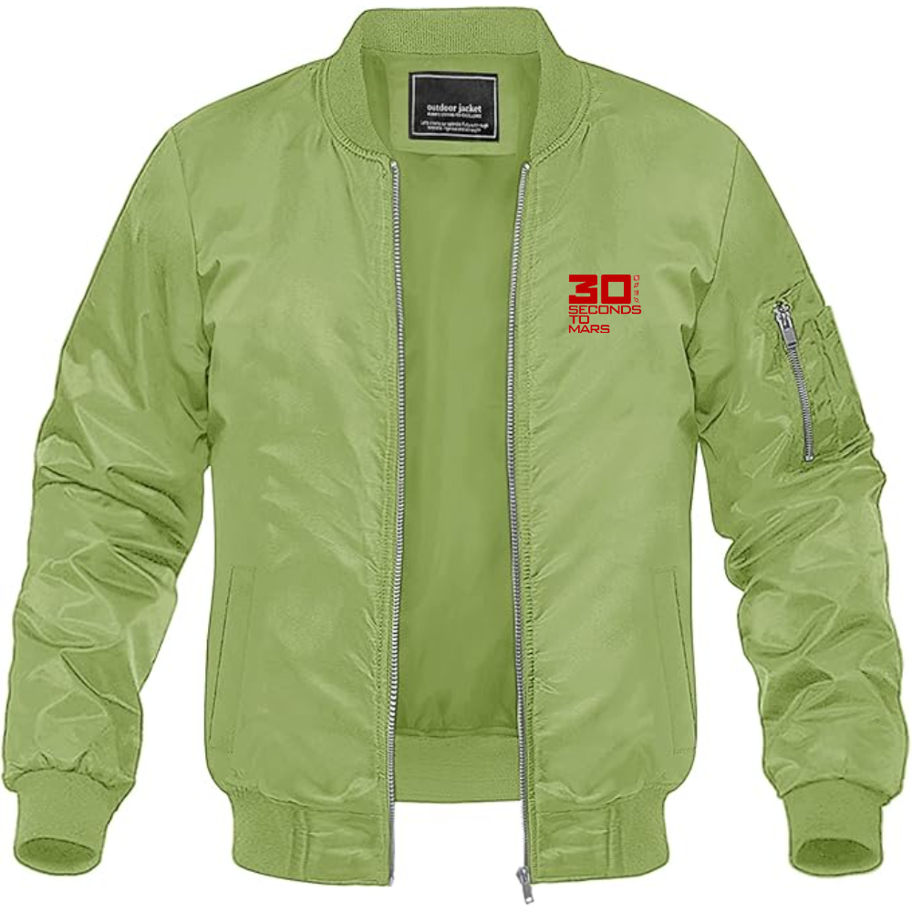 Men's 30 Seconds To Mars Logo Lightweight Bomber Jacket Windbreaker Softshell Varsity Jacket Coat
