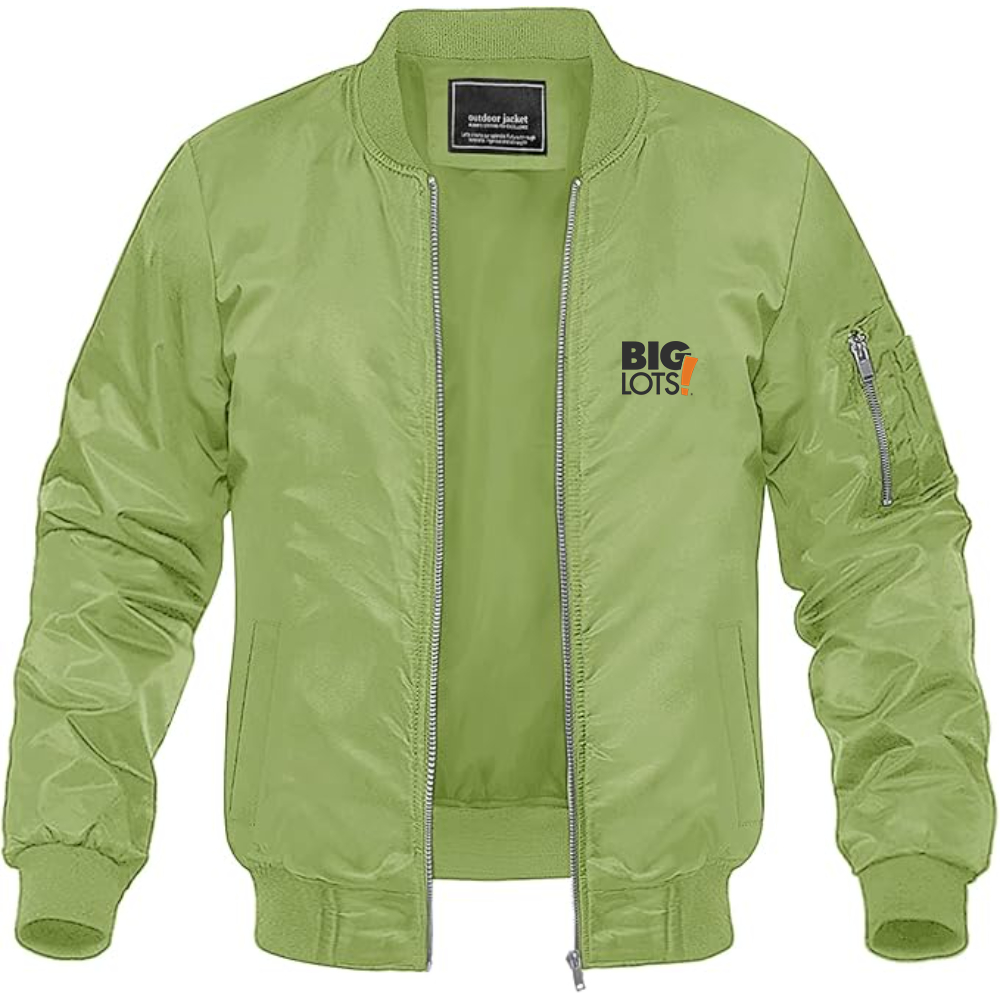 Men's Big Lots Logo Lightweight Bomber Jacket Windbreaker Softshell Varsity Jacket Coat