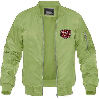 Men's Missouri State Bears Logo Lightweight Bomber Jacket Windbreaker Softshell Varsity Jacket Coat