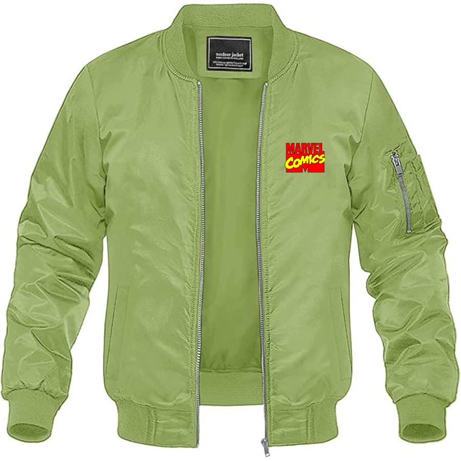 Men's Marvel Comics Logo Lightweight Bomber Jacket Windbreaker Softshell Varsity Jacket Coat