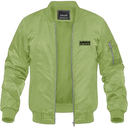 Men's Armin Van Buuren Logo Lightweight Bomber Jacket Windbreaker Softshell Varsity Jacket Coat