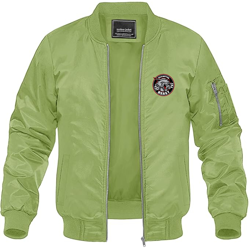Men's Brampton Beast Logo Lightweight Bomber Jacket Windbreaker Softshell Varsity Jacket Coat