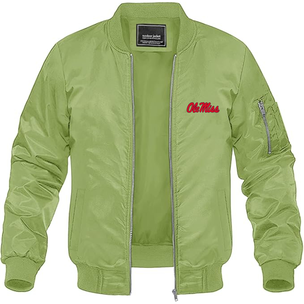 Men's Mississippi Rebels Logo Lightweight Bomber Jacket Windbreaker Softshell Varsity Jacket Coat