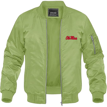 Men's Mississippi Rebels Logo Lightweight Bomber Jacket Windbreaker Softshell Varsity Jacket Coat