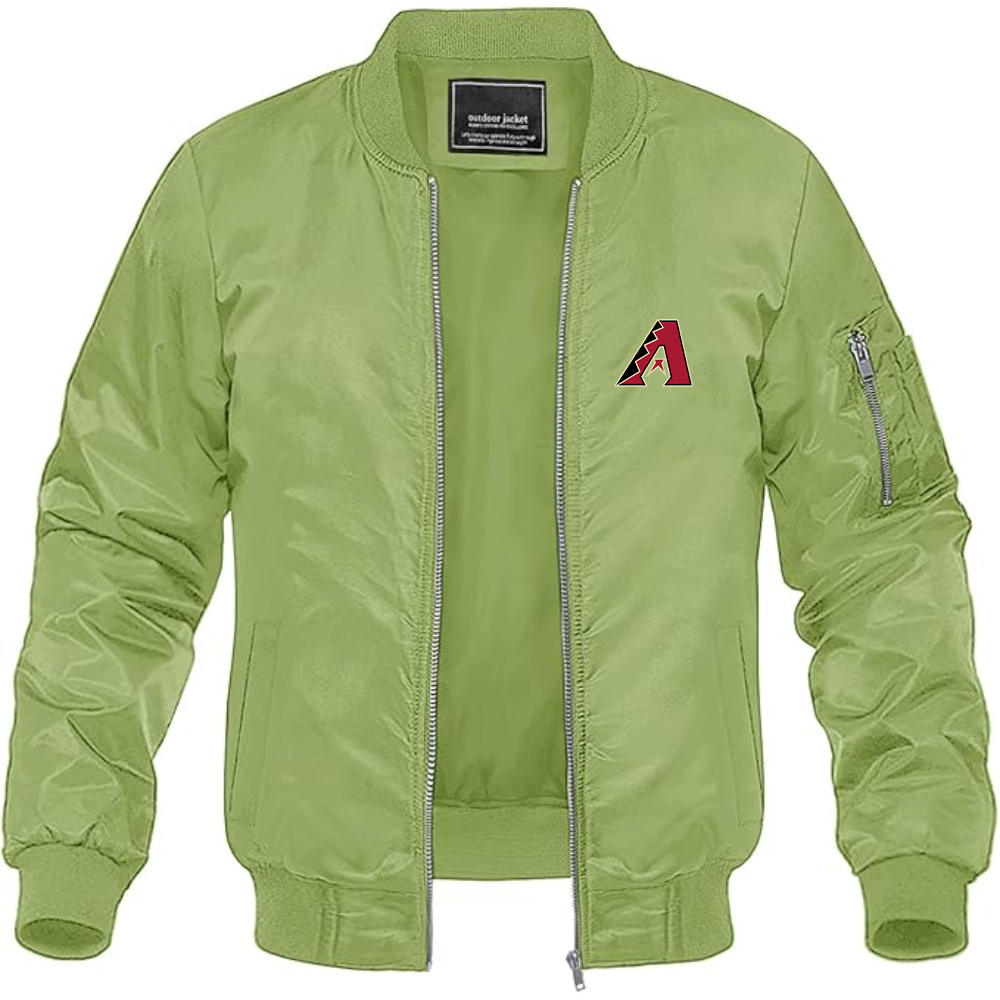 Men's Arizona Diamondbacks Logo Lightweight Bomber Jacket Windbreaker Softshell Varsity Jacket Coat