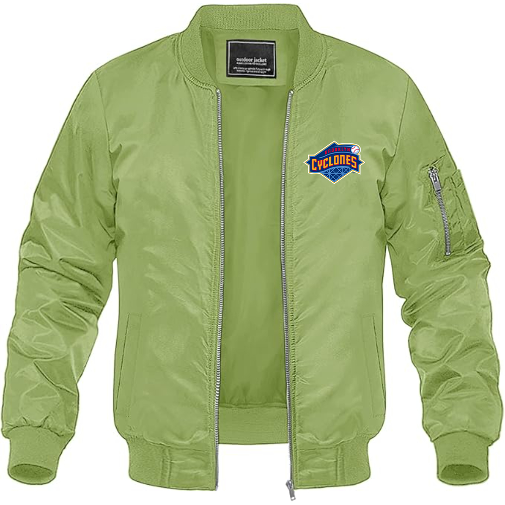 Men's  Brooklyn Cyclones Logo Lightweight Bomber Jacket Windbreaker Softshell Varsity Jacket Coat