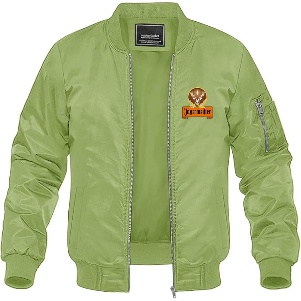 Men's Jagermeister Logo Lightweight Bomber Jacket Windbreaker Softshell Varsity Jacket Coat