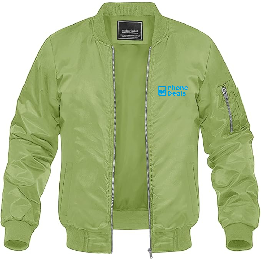 Men's MrPhoneDeals Logo Lightweight Bomber Jacket Windbreaker Softshell Varsity Jacket Coat