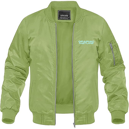 Men's Graphic Nature Logo Lightweight Bomber Jacket Windbreaker Softshell Varsity Jacket Coat