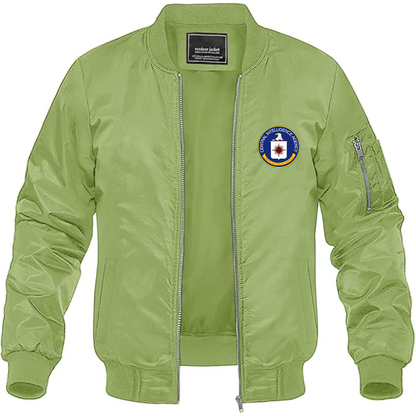 Men's CIA Logo Lightweight Bomber Jacket Windbreaker Softshell Varsity Jacket Coat