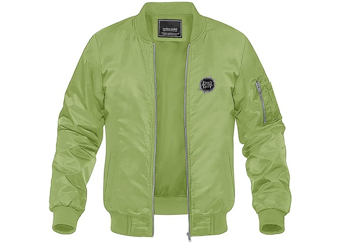 Men's When Rivers Meet Lightweight Bomber Jacket Windbreaker Softshell Varsity Jacket Coat