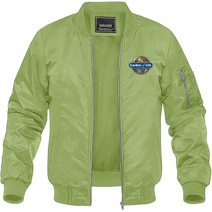 Men's Garden of Life Logo Lightweight Bomber Jacket Windbreaker Softshell Varsity Jacket Coat
