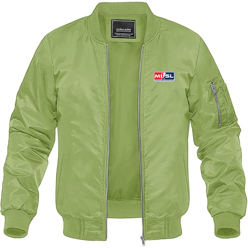 Men's  Major Indoor Soccer League Logo Lightweight Bomber Jacket Windbreaker Softshell Varsity Jacket Coat