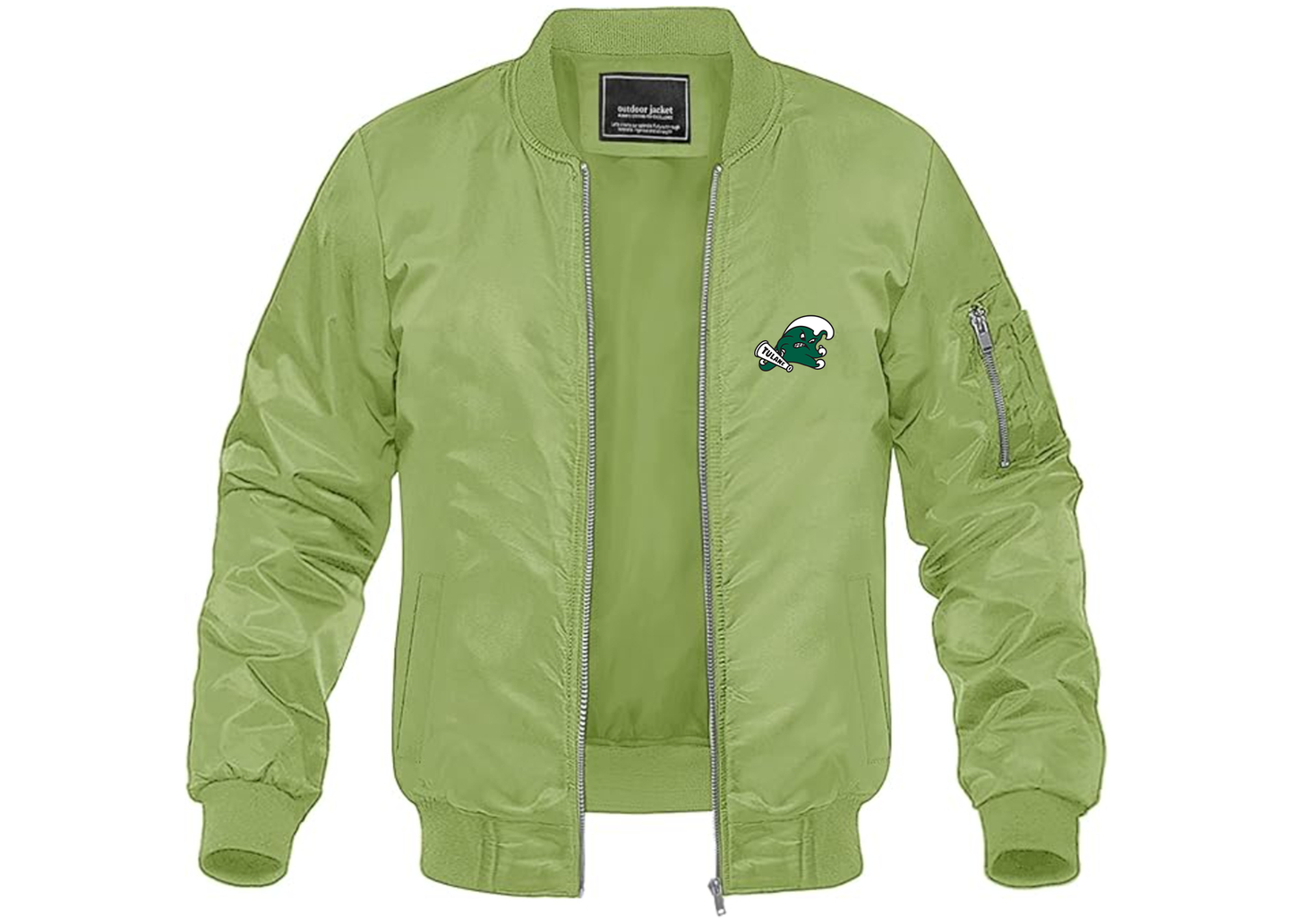 Men's Tulane Green Wave Lightweight Bomber Jacket Windbreaker Softshell Varsity Jacket Coat