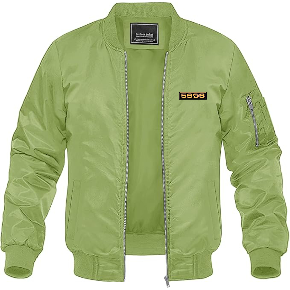 Men's 5sos Logo Lightweight Bomber Jacket Windbreaker Softshell Varsity Jacket Coat
