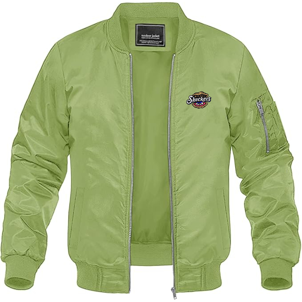 Men's Biloxi Shuckers Logo Lightweight Bomber Jacket Windbreaker Softshell Varsity Jacket Coat