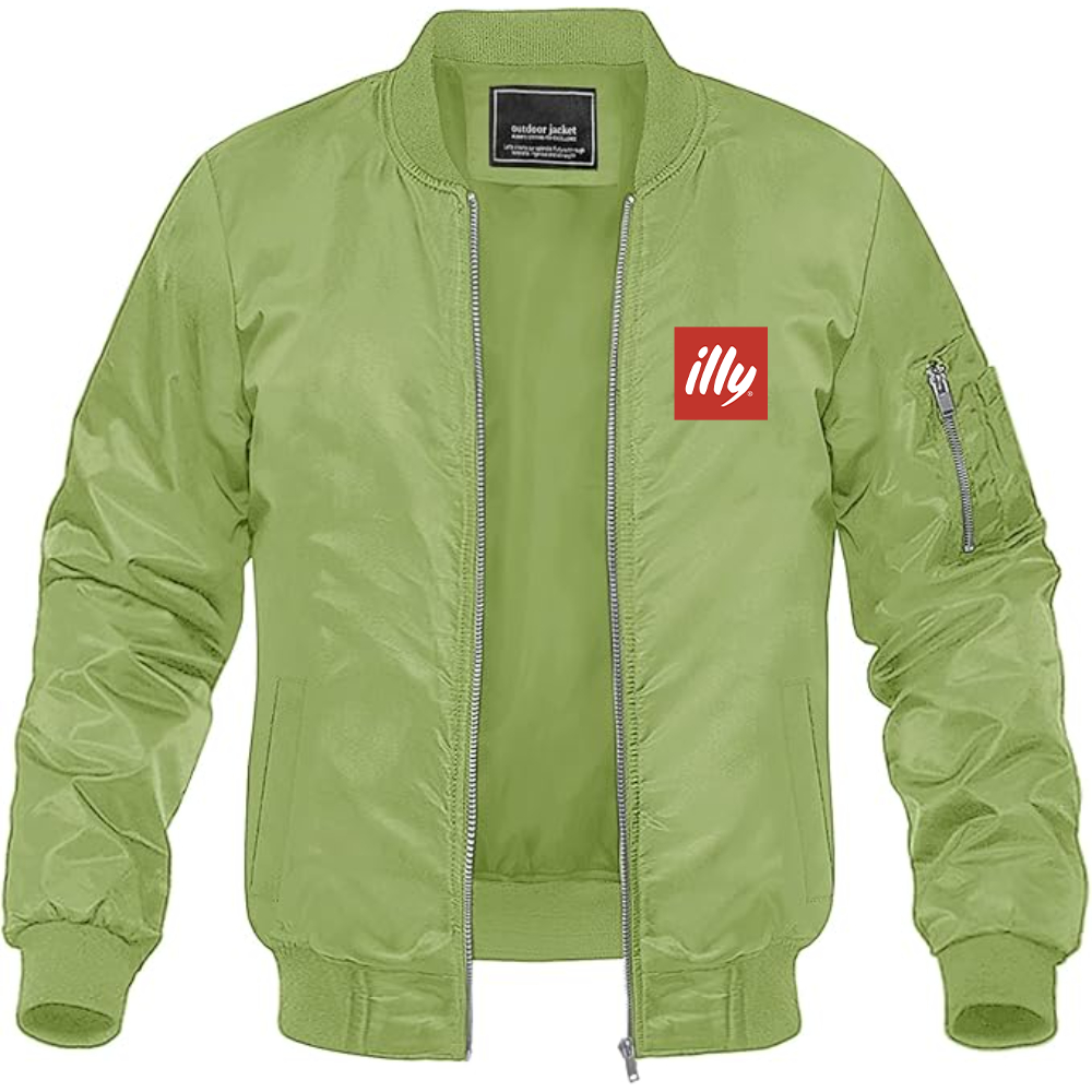 Men's Illy Logo Lightweight Bomber Jacket Windbreaker Softshell Varsity Jacket Coat