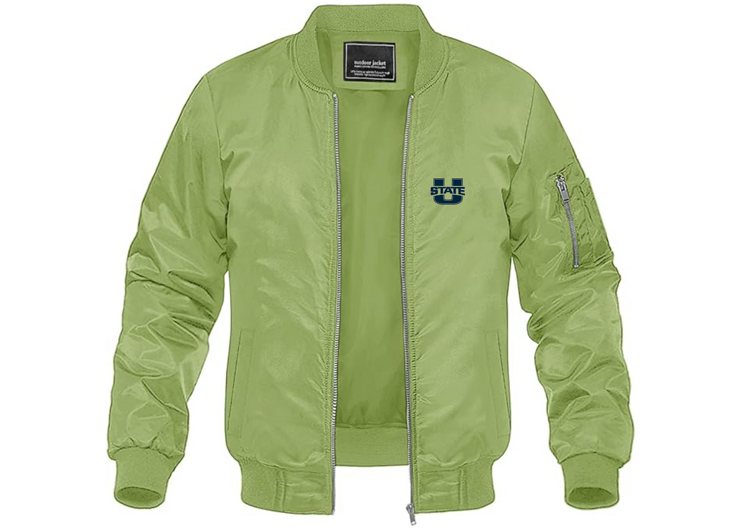 Men's Utah State Aggies Lightweight Bomber Jacket Windbreaker Softshell Varsity Jacket Coat