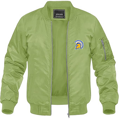Men's San Jose State Spartans Logo Lightweight Bomber Jacket Windbreaker Softshell Varsity Jacket Coat