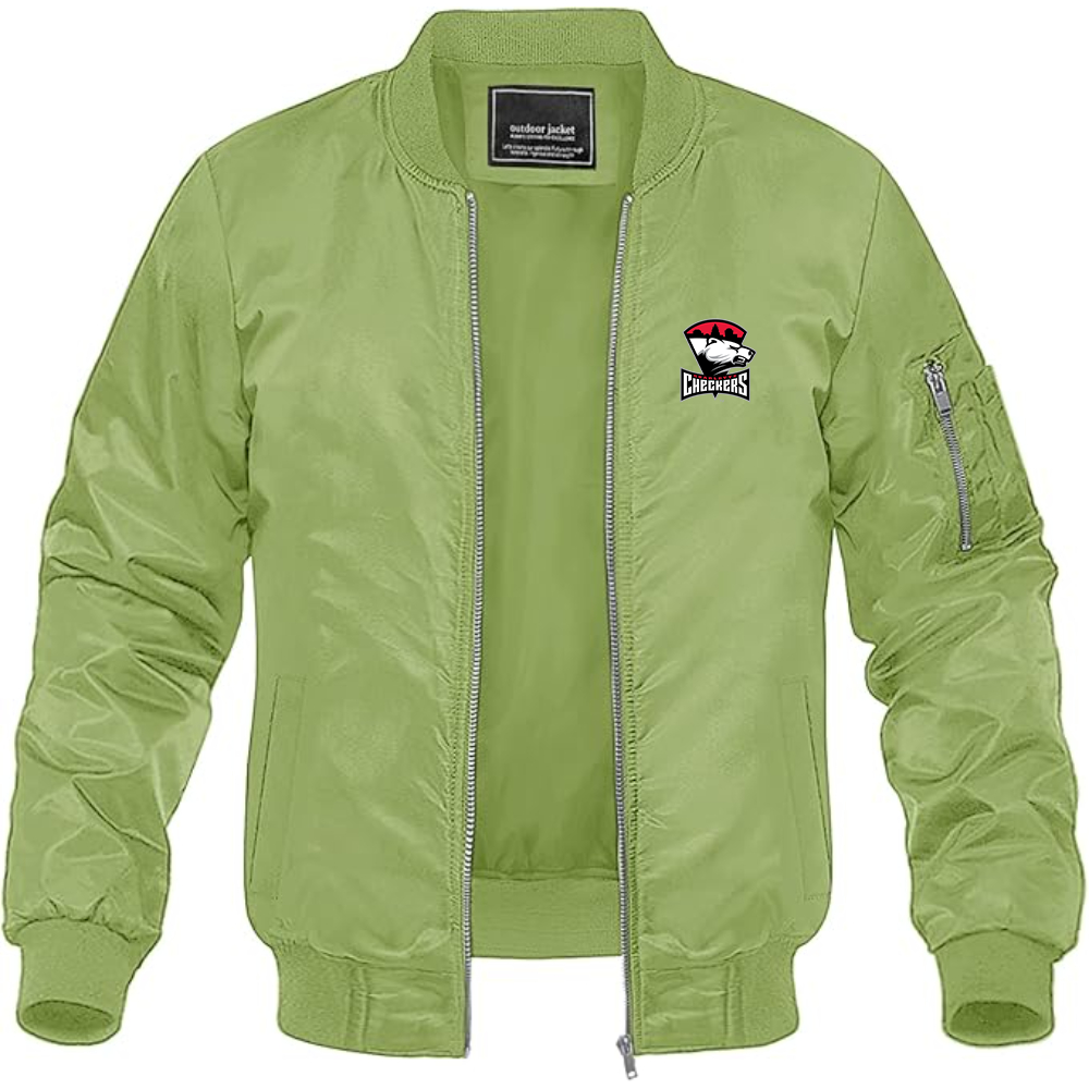 Men's Charlotte Checkers Logo Lightweight Bomber Jacket Windbreaker Softshell Varsity Jacket Coat