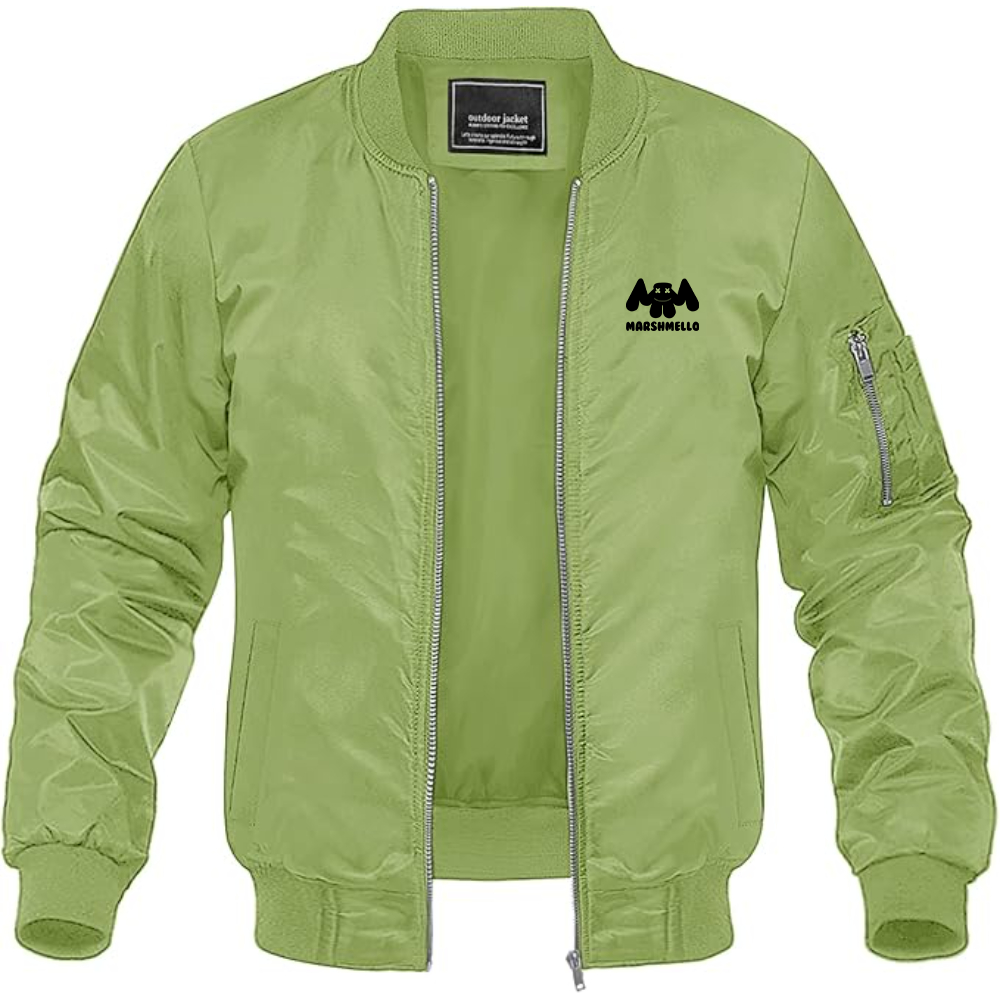 Men's Marshmello Logo Lightweight Bomber Jacket Windbreaker Softshell Varsity Jacket Coat