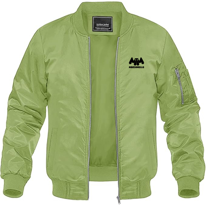 Men's Marshmello Logo Lightweight Bomber Jacket Windbreaker Softshell Varsity Jacket Coat