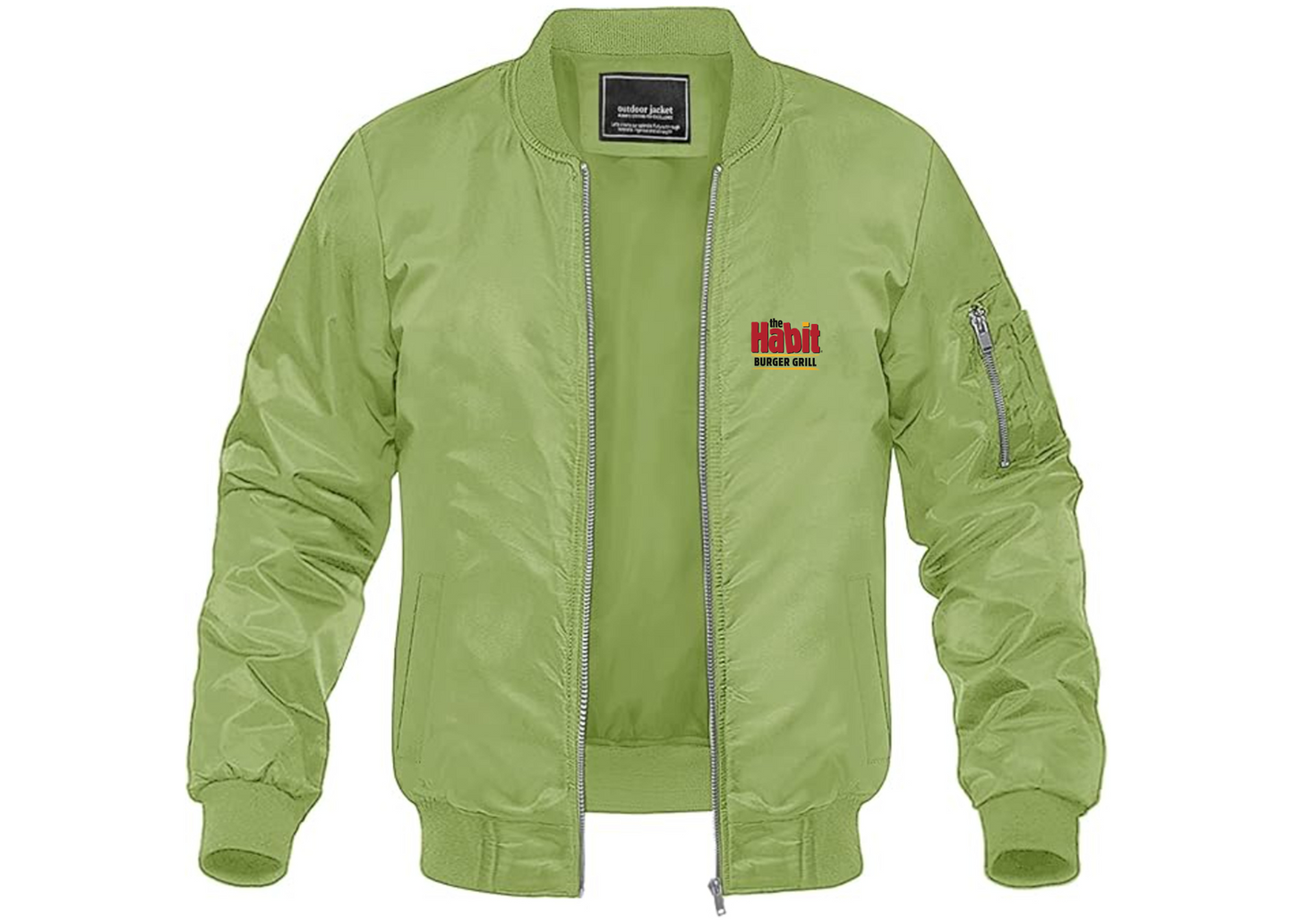 Men's The Habit Burger Grill Lightweight Bomber Jacket Windbreaker Softshell Varsity Jacket Coat