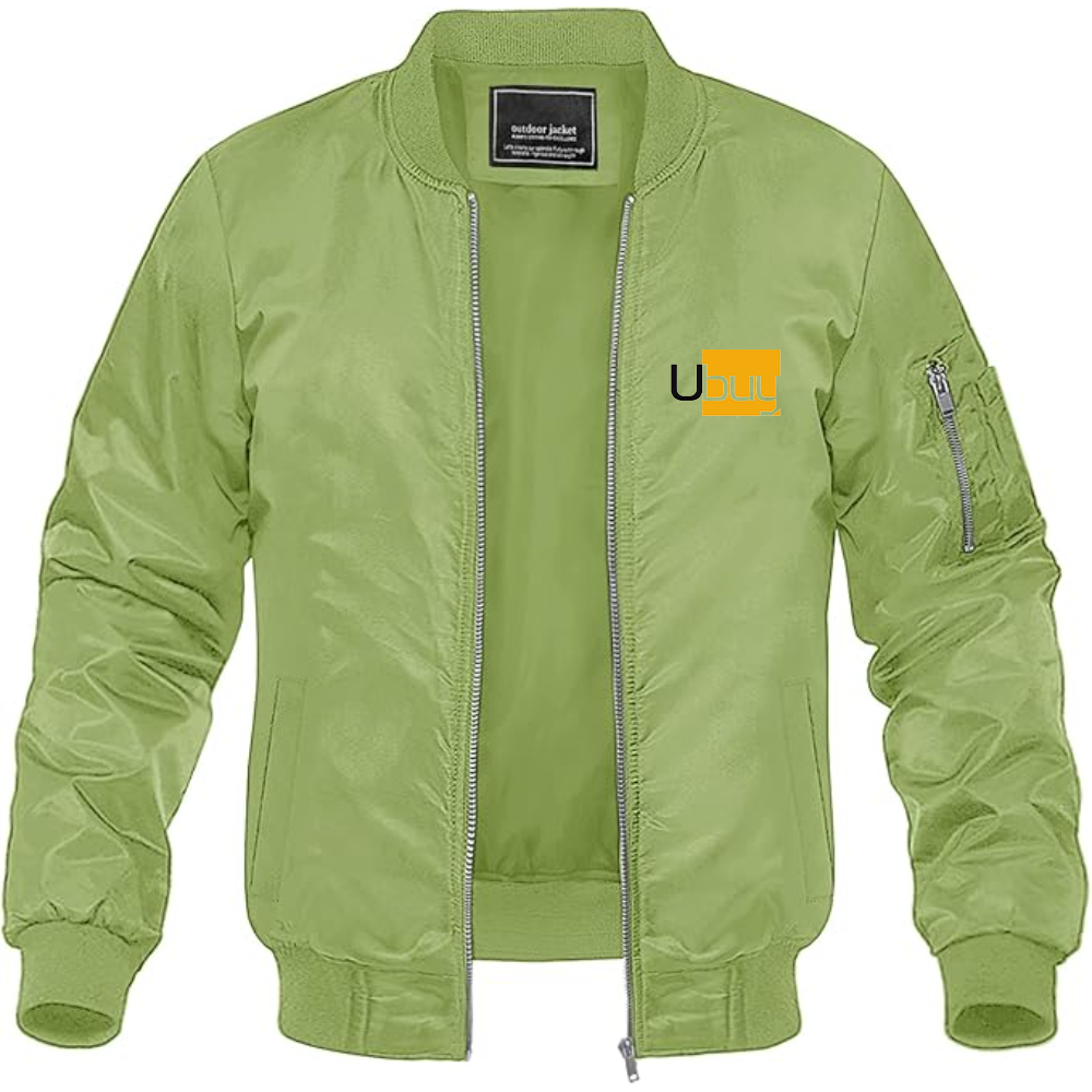 Men's Ubuy Logo Lightweight Bomber Jacket Windbreaker Softshell Varsity Jacket Coat