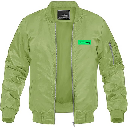 Men's Trustly Horizontal Logo Lightweight Bomber Jacket Windbreaker Softshell Varsity Jacket Coat