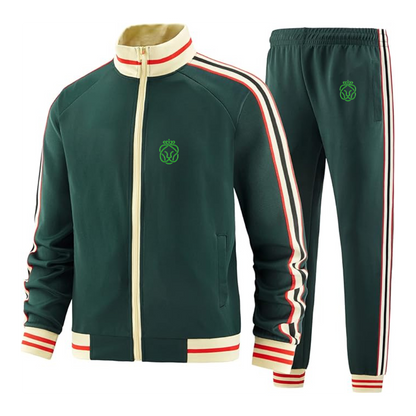 Men's Ahold Delhaize Symbol  Tracksuit with Bold Striped Accents and Zippered Front Athletic Wear