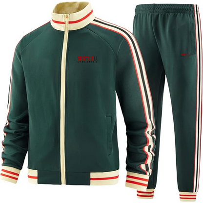 Men's Seattle Redhawks Logo  Tracksuit with Bold Striped Accents and Zippered Front Athletic Wear