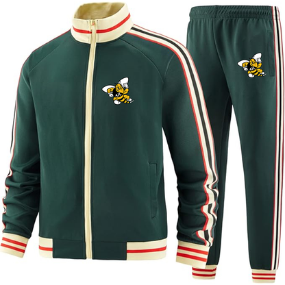 Men's AIC Yellow Jackets   Two Piece Designer Tracksuit with Bold Striped Accents and Zippered Front Elevated Athletic Wear
