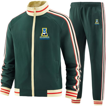 Men's Alaska Nanooks Two Piece Designer Tracksuit with Bold Striped Accents and Zippered Front Elevated Athletic Wear
