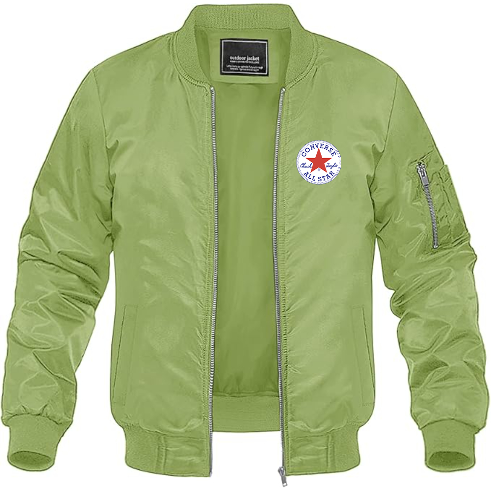Men's Chuck Taylor All Star Logo Lightweight Bomber Jacket Windbreaker Softshell Varsity Jacket Coat