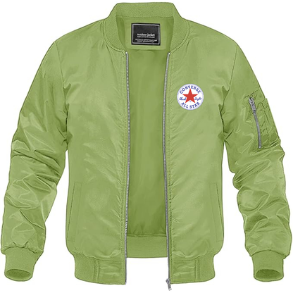 Men's Chuck Taylor All Star Logo Lightweight Bomber Jacket Windbreaker Softshell Varsity Jacket Coat