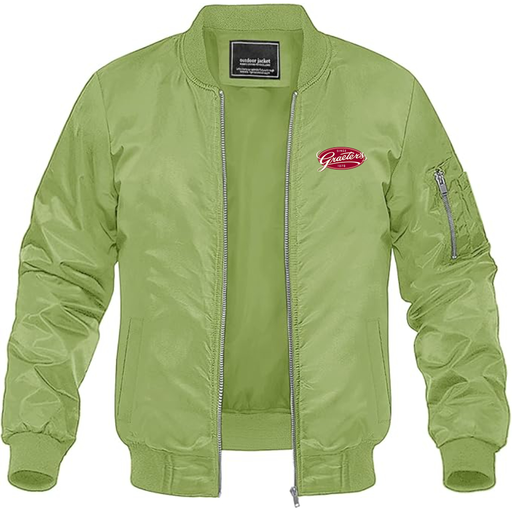 Men's  Graeters Logo Lightweight Bomber Jacket Windbreaker Softshell Varsity Jacket Coat