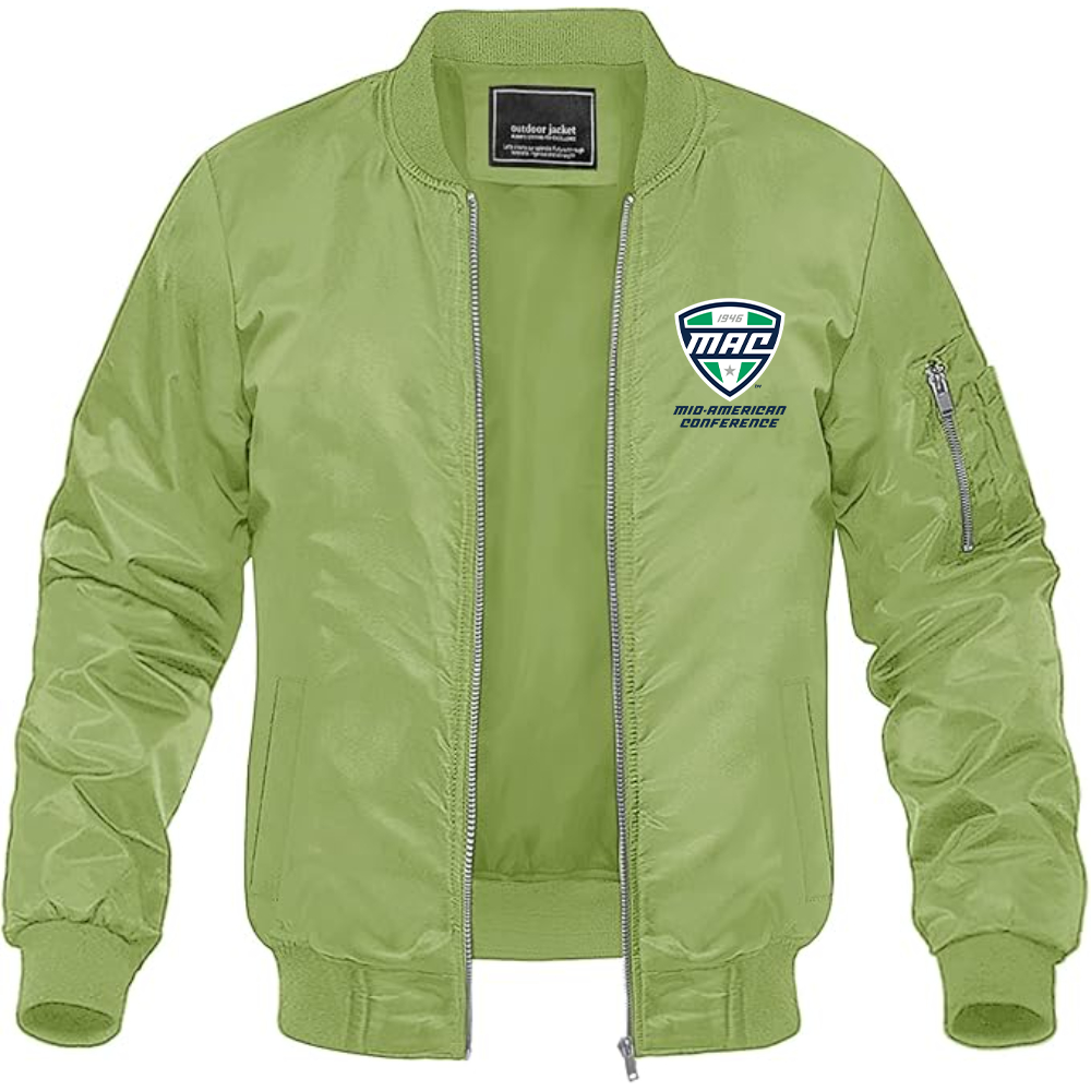 Men's Mid American Conference Logo Lightweight Bomber Jacket Windbreaker Softshell Varsity Jacket Coat