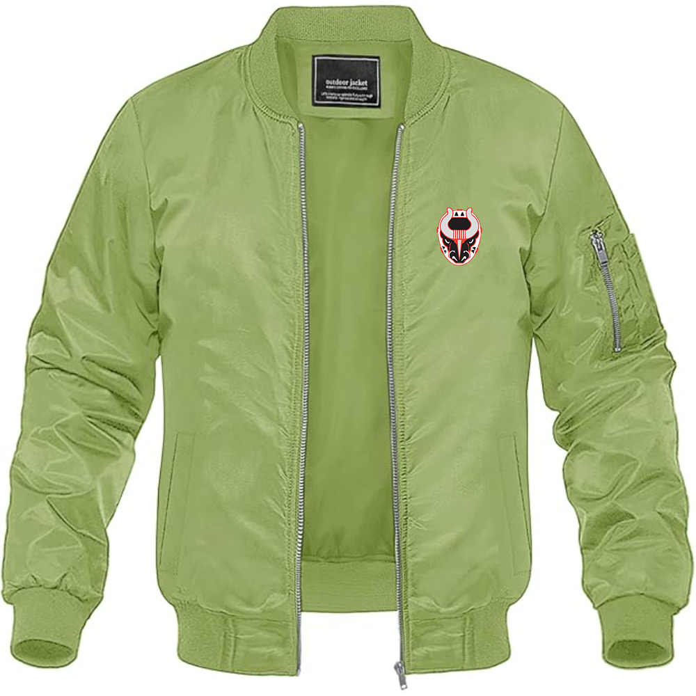 Men's Birmingham Bulls Logo Lightweight Bomber Jacket Windbreaker Softshell Varsity Jacket Coat