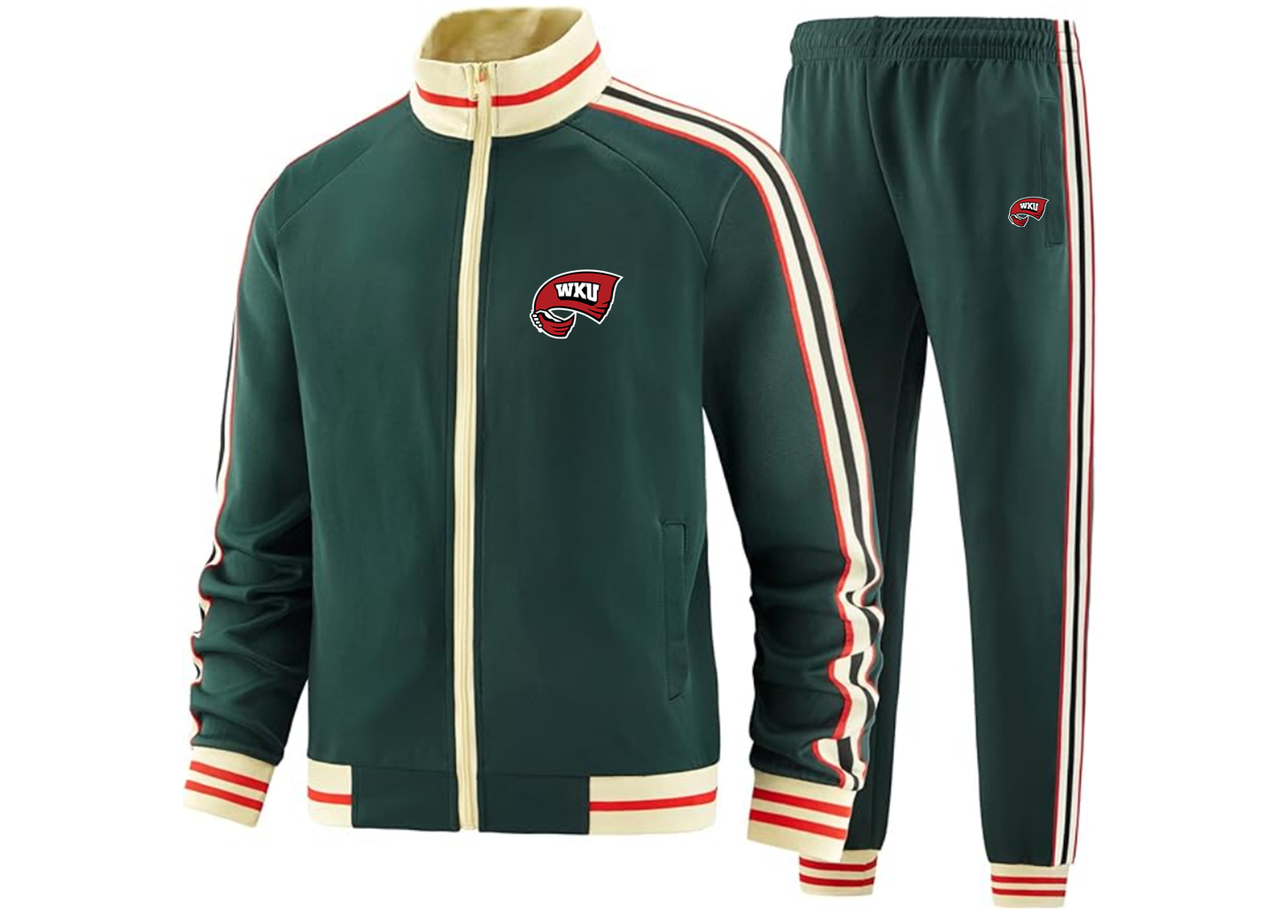 Men's Western Kentucky Hilltoppers Tracksuit with Bold Striped Accents and Zippered Front Athletic Wear