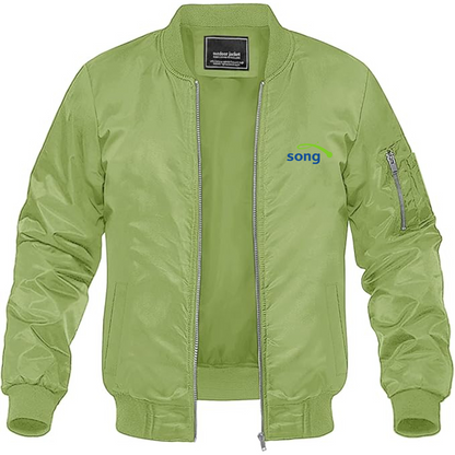 Men's Song Logo Lightweight Bomber Jacket Windbreaker Softshell Varsity Jacket Coat