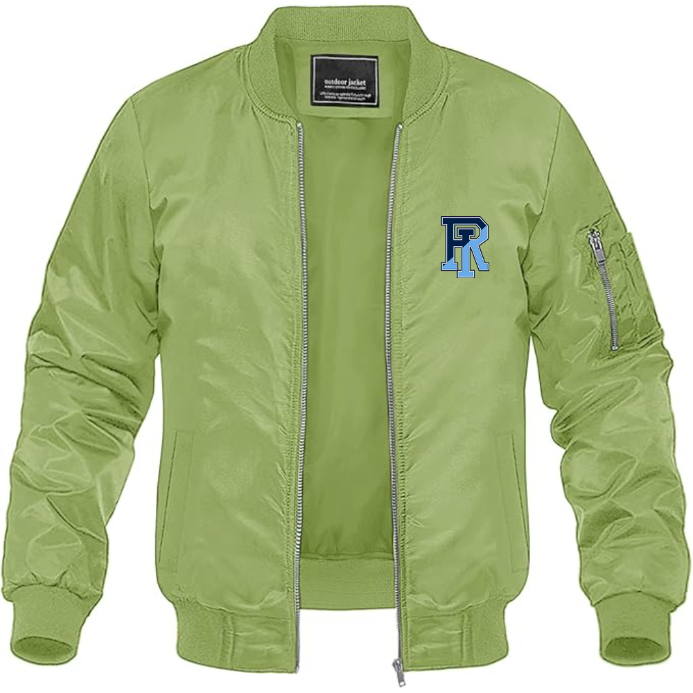 Men's Rhode Island Rams Logo Lightweight Bomber Jacket Windbreaker Softshell Varsity Jacket Coat