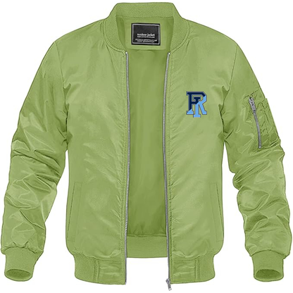 Men's Rhode Island Rams Logo Lightweight Bomber Jacket Windbreaker Softshell Varsity Jacket Coat