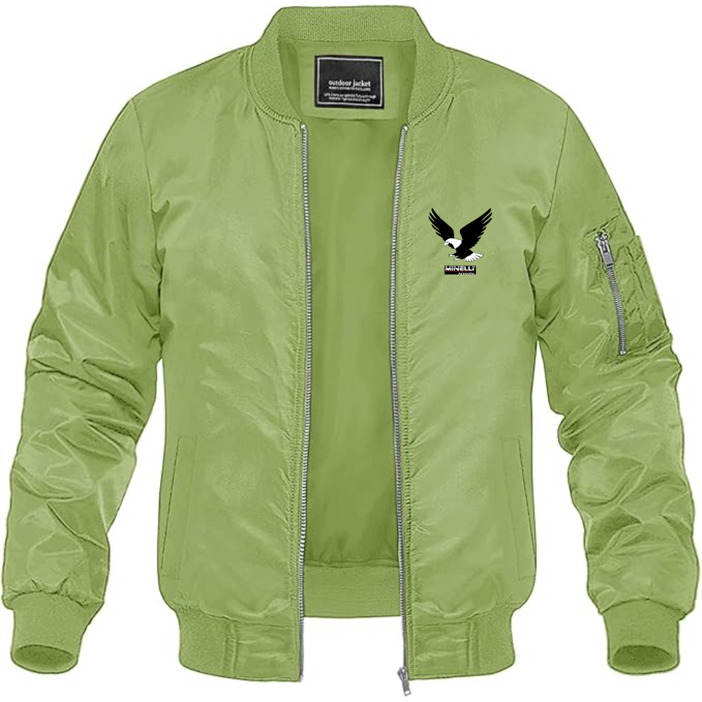 Men's Minelli Automotive Logo Lightweight Bomber Jacket Windbreaker Softshell Varsity Jacket Coat