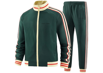 Men's Fleet Foxes Logo  Tracksuit with Bold Striped Accents and Zippered Front Athletic Wear