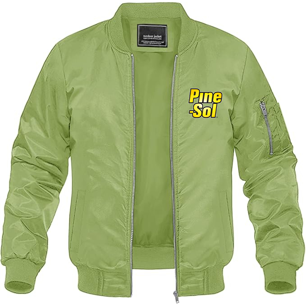 Men's Pine Sol Logo Lightweight Bomber Jacket Windbreaker Softshell Varsity Jacket Coat (Copy)