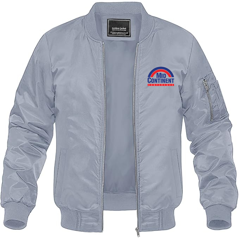Men's Mid Continent Conference Logo Lightweight Bomber Jacket Windbreaker Softshell Varsity Jacket Coat