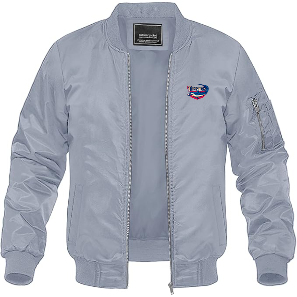 Men's Clearwater Threshers Logo Lightweight Bomber Jacket Windbreaker Softshell Varsity Jacket Coat